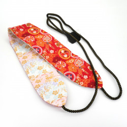 Cintura obi reversibile tradizionale rossa e bianca giapponese, KINRAN SAKURA