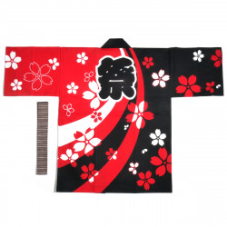 Japanese cotton red haori jacket for matsuri festival sakura