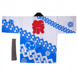 Japanese cotton blue haori jacket for matsuri festival chain