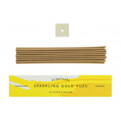 Box of 30 incense sticks with incense holder, SCENTSUAL SPARKLING GOLD YUZU, Lemon Yuzu