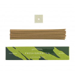 Boîte de 30 bâtons d'encens avec porte encens, SCENTSUAL FRESH GREEN TEA, Thé Vert