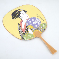 Small non-folding Japanese fan uchiwa, UCHIWA BIJIN, beauty with a fan