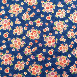 Tessuto di cotone blu giapponese, motivi sakura, fiori di ciliegio