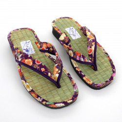 paire de sandales japonaises zori pour femme, GOZA 2530B, violet