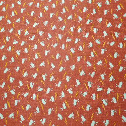 Tessuto giapponese in cotone rosso coniglio, USAGI, made in Japan larghezza 112 cm x 1m