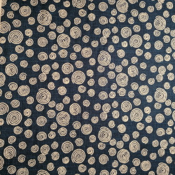 Tissu bleu japonais en coton motif tourbillon, UZUMAKI, fabriqué au Japon largeur 112 cm x 1m