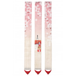 Trio de fines tapisseries japonaises en chanvre peintes à la main, OKABINA
