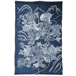 Japanese handcrafted noren curtain, indigo blue, 100% Ramie, KOMAINU
