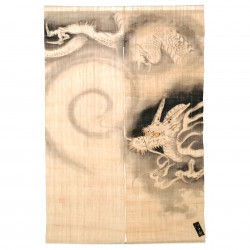 Japanese noren beige linen curtain, DRAGON