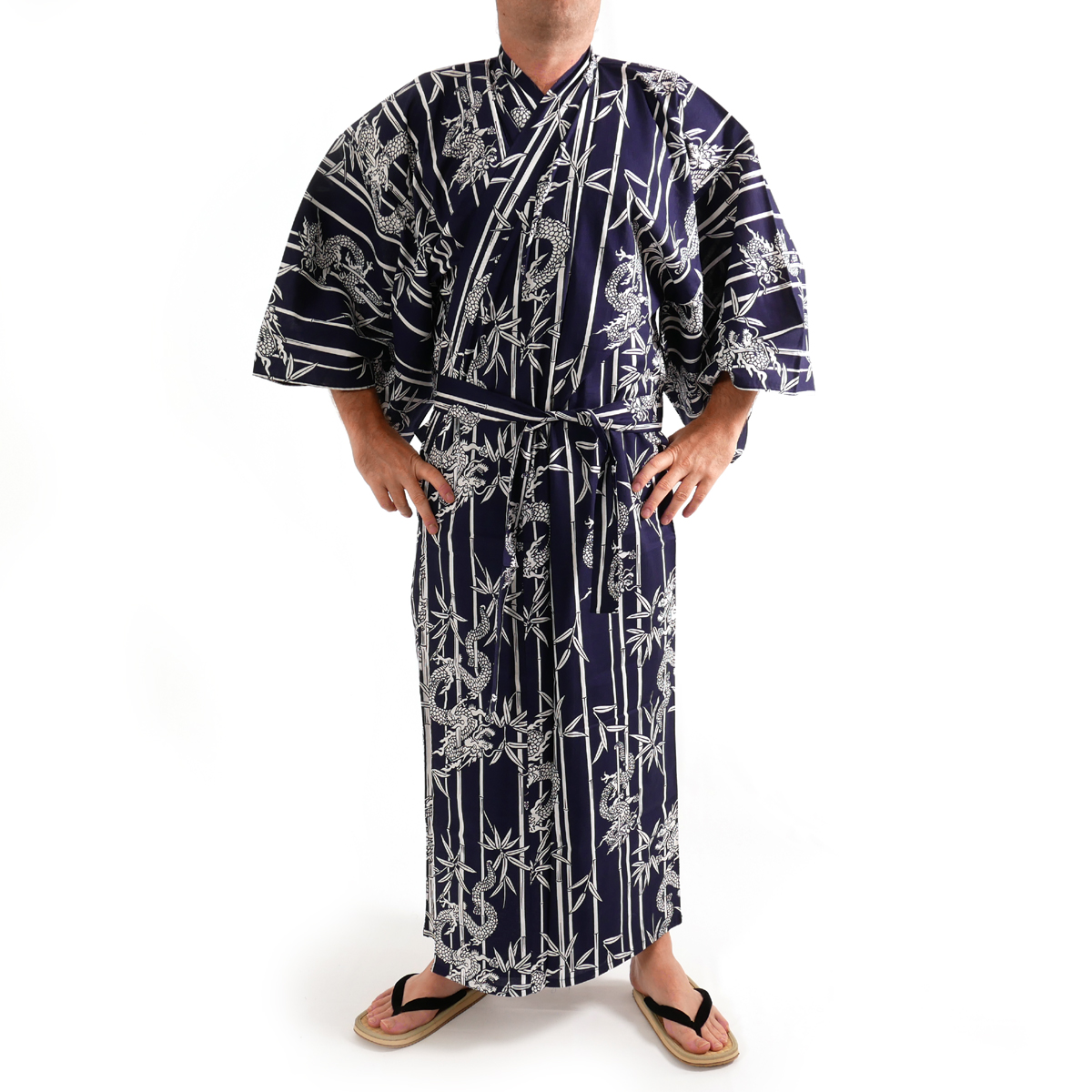 Traditionelle Japanische Kimono Herren Männer Mantel 3tlg Yukata Schürze