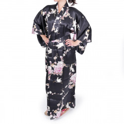 Made in Japan Japanese Women's 56"L Polyester Kimono Yukata Crane Fuji Mountain