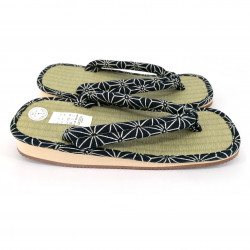 paire de sandales japonaises - Zori paille goza pour homme, ASANOHA 027, bleu