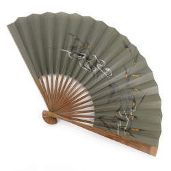 Japanese green fan in paper and bamboo, MIDORI, 22.5cm