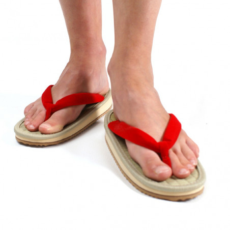 paire de sandales japonaises zori, ZORI F, rouge