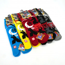 Japanese cotton tabi socks with samurai pattern, BUSHI, color of your choice, 25 - 28cm