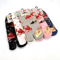 Japanese cotton tabi socks with goldfish pattern, KINGYO, color of your choice, 22 - 25cm