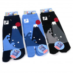 Japanese cotton tabi socks, Mount Fuji and birds, FUJISAN TORI, color of your choice, 25-28 cm